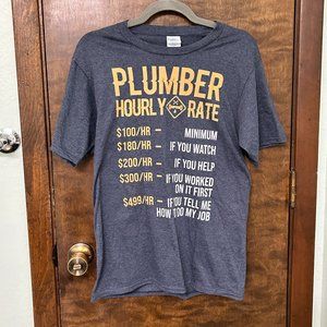 Mens Tshirt Plumber Hourly Rates Gray Size Small New